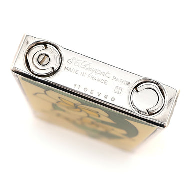 デュポン DUPONT ファンタジー プルメリア 0017393 フラン×ジョーヌ メタル ライター シルバー金具 黄色 白 着火確認済