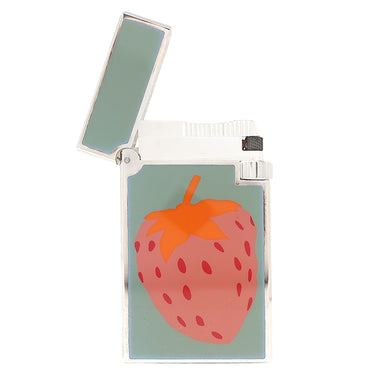 デュポン DUPONT ファンタジー フルーツ ストロベリー 0017393 フラン×ジョーヌ メタル ライター シルバー金具 青 赤 着火確認済