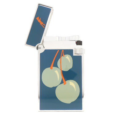 デュポン DUPONT ファンタジー フルーツ チェリー 0017393 ブルー×オレンジ×ライトブルー メタル ライター シルバー金具 青 オレンジ 火打石なし