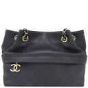 シャネル CHANEL チェーン トート ネイビー キャビアスキン トートバッグ ゴールド金具 紺 ココマーク 肩掛け