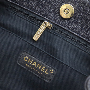 シャネル CHANEL チェーン トート ネイビー キャビアスキン トートバッグ ゴールド金具 紺 ココマーク 肩掛け