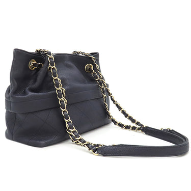 シャネル CHANEL チェーン トート ネイビー キャビアスキン トートバッグ ゴールド金具 紺 ココマーク 肩掛け