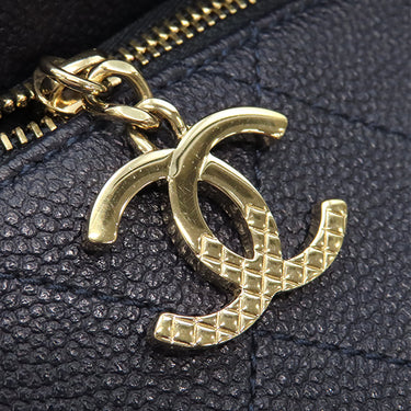 シャネル CHANEL チェーン トート ネイビー キャビアスキン トートバッグ ゴールド金具 紺 ココマーク 肩掛け