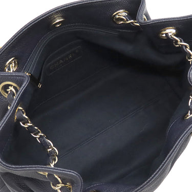 シャネル CHANEL チェーン トート ネイビー キャビアスキン トートバッグ ゴールド金具 紺 ココマーク 肩掛け