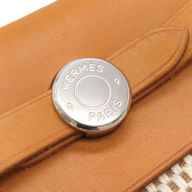 エルメス HERMES エールバッグ TPM ナチュラル×ブラック トワルGM トワルオフィシエ レザー ショルダーバッグ シルバー金具 黒 ストッパー欠品