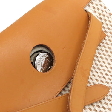 エルメス HERMES エールバッグ TPM ナチュラル×ブラック トワルGM トワルオフィシエ レザー ショルダーバッグ シルバー金具 黒 ストッパー欠品