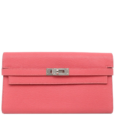 エルメス HERMES ケリーウォレット ロング ローズリップスティック シェーブル 長財布 シルバー金具