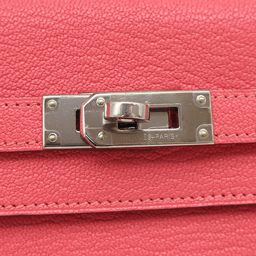 エルメス HERMES ケリーウォレット ロング ローズリップスティック シェーブル 長財布 シルバー金具