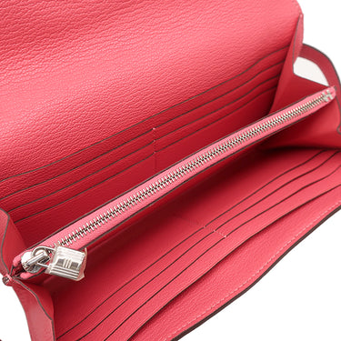 エルメス HERMES ケリーウォレット ロング ローズリップスティック シェーブル 長財布 シルバー金具