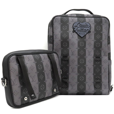 ルイヴィトン LOUIS VUITTON モジュラー バックパック M45962 モノグラムストライプエクリプス モノグラムストライプエクリプスキャンバス リュック・デイパック シルバー金具 黒 グレー NIGO