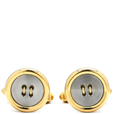 ブルガリ BVLGARI イエローゴールド×ホワイトゴールド K18YG 鉄 カフス ボタンモチーフ カフリンクス Au750 18K 18金　鉄