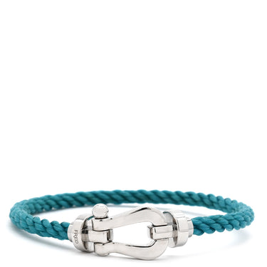 フレッド FRED フォース10 LM ブルーXホワイトゴールド K18WG ステンレスケーブル メタル ＃18 ブレスレット 青