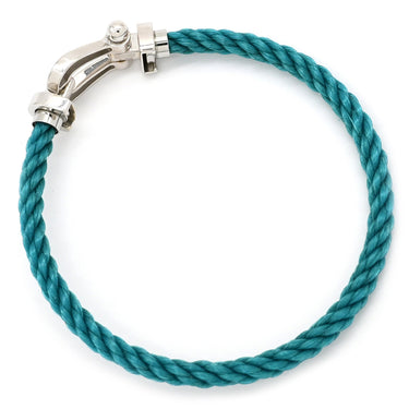 フレッド FRED フォース10 LM ブルーXホワイトゴールド K18WG ステンレスケーブル メタル ＃18 ブレスレット 青