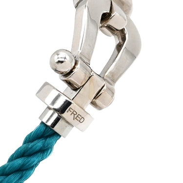 フレッド FRED フォース10 LM ブルーXホワイトゴールド K18WG ステンレスケーブル メタル ＃18 ブレスレット 青