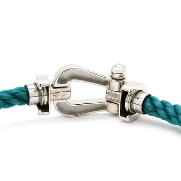 フレッド FRED フォース10 LM ブルーXホワイトゴールド K18WG ステンレスケーブル メタル ＃18 ブレスレット 青