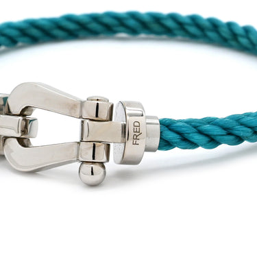 フレッド FRED フォース10 LM ブルーXホワイトゴールド K18WG ステンレスケーブル メタル ＃18 ブレスレット 青