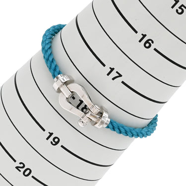 フレッド FRED フォース10 LM ブルーXホワイトゴールド K18WG ステンレスケーブル メタル ＃18 ブレスレット 青