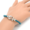 フレッド FRED フォース10 LM ブルーXホワイトゴールド K18WG ステンレスケーブル メタル ＃18 ブレスレット 青