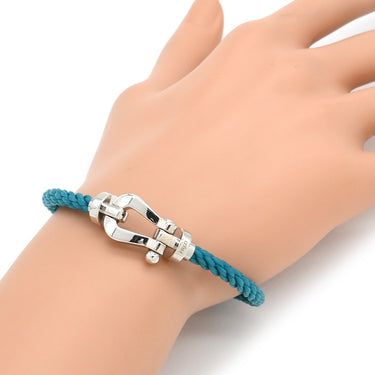 フレッド FRED フォース10 LM ブルーXホワイトゴールド K18WG ステンレスケーブル メタル ＃18 ブレスレット 青