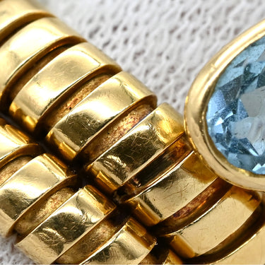 ブルガリ BVLGARI トゥボガス イエローゴールド K18YG ブルートパーズ リング 指輪 青 750 18K 18金 7号