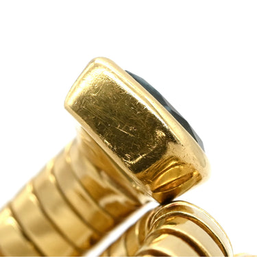 ブルガリ BVLGARI トゥボガス イエローゴールド K18YG ブルートパーズ リング 指輪 青 750 18K 18金 7号