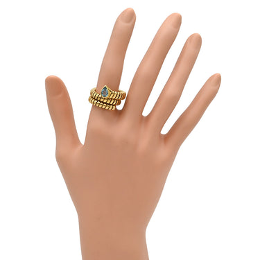 ブルガリ BVLGARI トゥボガス イエローゴールド K18YG ブルートパーズ リング 指輪 青 750 18K 18金 7号