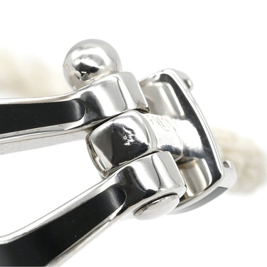 フレッド FRED フォース10 ラージモデル ホワイト×ブラック×ホワイトゴールド K18WG ステンレスケーブル ブレスレット Au750 18K 18金 ステンレスケーブル 二重 2連