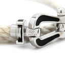 フレッド FRED フォース10 ラージモデル ホワイト×ブラック×ホワイトゴールド K18WG ステンレスケーブル ブレスレット Au750 18K 18金 ステンレスケーブル 二重 2連