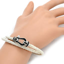 フレッド FRED フォース10 ラージモデル ホワイト×ブラック×ホワイトゴールド K18WG ステンレスケーブル ブレスレット Au750 18K 18金 ステンレスケーブル 二重 2連