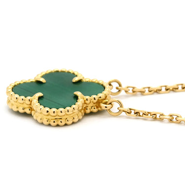 ヴァンクリーフアーペル Van Cleef & Arpels ヴィンテージ アルハンブラ ペンダント VCARO9VA00 グリーンXイエローゴールド K18YG マラカイト ネックレス 750 18金