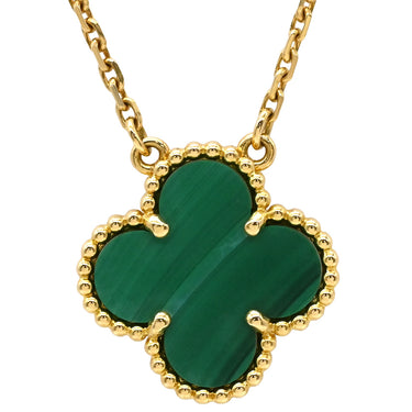 ヴァンクリーフアーペル Van Cleef & Arpels ヴィンテージ アルハンブラ ペンダント VCARO9VA00 グリーンXイエローゴールド K18YG マラカイト ネックレス 750 18金