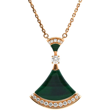 ブルガリ BVLGARI ディーヴァ ドリーム 351143 ピンクゴールド K18PG ダイヤモンド マラカイト ネックレス 緑 グリーン 750 18K 18金 RG
