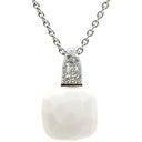 ポメラート Pomellato カプリ ホワイト×ホワイトゴールド K18WG ダイヤモンド カルセドニー ネックレス Au750 18K 18金 スクエアモチーフ ダイヤ カルセドニー