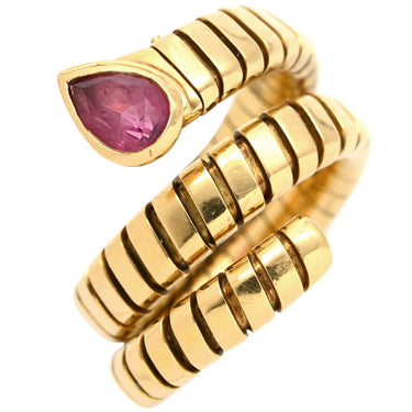 ブルガリ BVLGARI トゥボガス イエローゴールド K18YG ピンクトルマリン リング 指輪 750 18K 18金