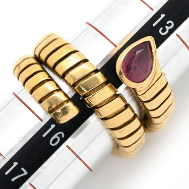 ブルガリ BVLGARI トゥボガス イエローゴールド K18YG ピンクトルマリン リング 指輪 750 18K 18金