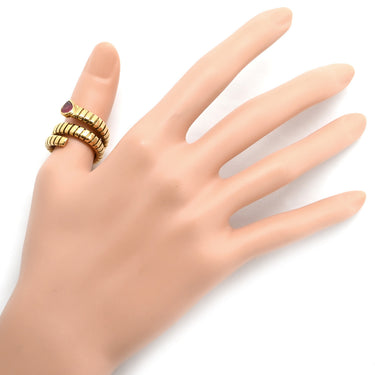 ブルガリ BVLGARI トゥボガス イエローゴールド K18YG ピンクトルマリン リング 指輪 750 18K 18金