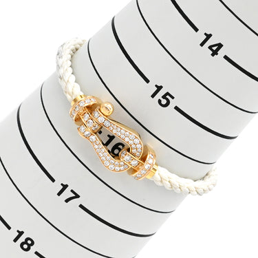 フレッド FRED フォース10 LM フルダイヤ イエローゴールド×ホワイト K18YG ダイヤモンド ステンレスケーブル メタル ＃16 ブレスレット 白 ダイヤモンド