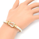 フレッド FRED フォース10 LM フルダイヤ イエローゴールド×ホワイト K18YG ダイヤモンド ステンレスケーブル メタル ＃16 ブレスレット 白 ダイヤモンド