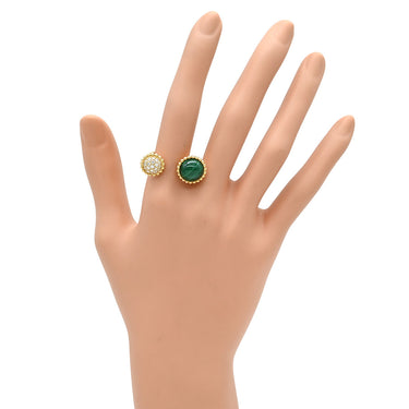 ヴァンクリーフアーペル Van Cleef & Arpels ペルレ クルール アントレ レ ドア VCARO9SU52 イエローゴールド K18YG ダイヤモンド マラカイト #52(JP12) リング 指輪 11.5号
