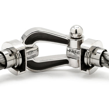 フレッド FRED フォース10 LM ハーフダイヤ ホワイトゴールド×シルバー K18WG ダイヤモンド ステンレスケーブル メタル ＃17 ブレスレット グレー ダイヤモンド