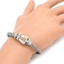 フレッド FRED フォース10 LM ハーフダイヤ ホワイトゴールド×シルバー K18WG ダイヤモンド ステンレスケーブル メタル ＃17 ブレスレット グレー ダイヤモンド