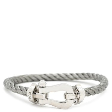 フレッド FRED フォース10 ラージモデル シルバー×ホワイトゴールド K18WG ステンレスケーブル ブレスレット Au750 18K 18金 ステンレスケーブル