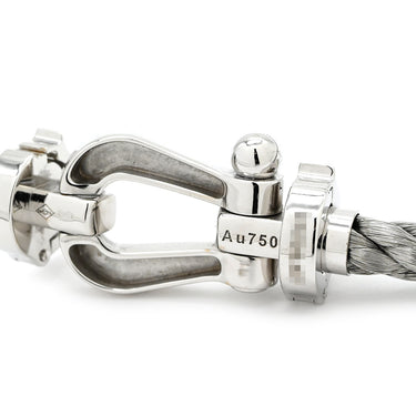フレッド FRED フォース10 ラージモデル シルバー×ホワイトゴールド K18WG ステンレスケーブル ブレスレット Au750 18K 18金 ステンレスケーブル