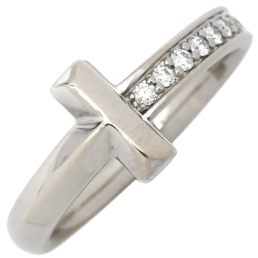 ティファニー Tiffany & Co Tワン ナロー ダイヤリング ホワイトゴールド K18WG ダイヤモンド リング 指輪 T＆Co. 750 WG 18金 パヴェダイヤ 5号