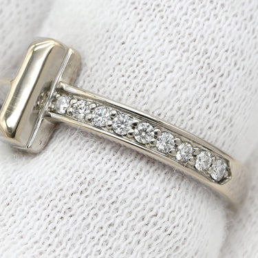 ティファニー Tiffany & Co Tワン ナロー ダイヤリング ホワイトゴールド K18WG ダイヤモンド リング 指輪 T＆Co. 750 WG 18金 パヴェダイヤ 5号