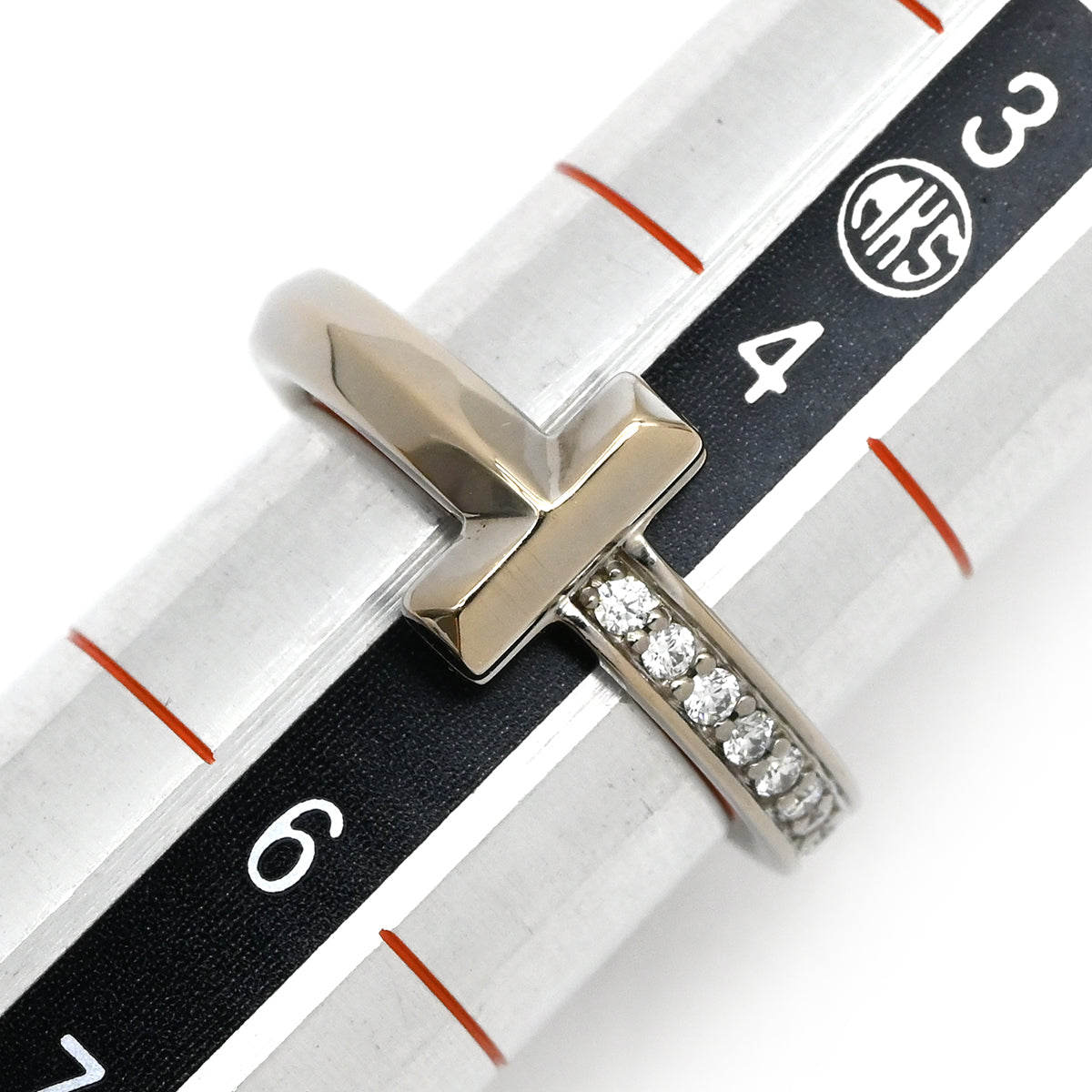 ティファニー リング Tワン ナロー ダイヤモンド K18WG #9 9号 指輪