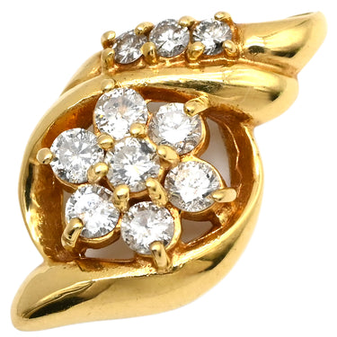 ノンブランド NON BRAND パヴェダイヤ イエローゴールド K18YG ダイヤモンド ペンダントトップ ネックレストップ フラワーモチーフ