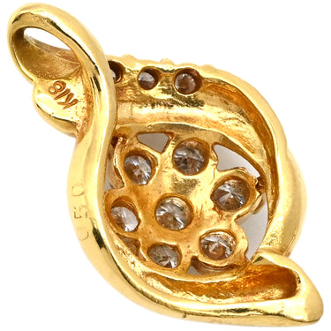 ノンブランド NON BRAND パヴェダイヤ イエローゴールド K18YG ダイヤモンド ペンダントトップ ネックレストップ フラワーモチーフ