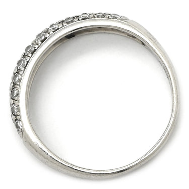 ノンブランド NON BRAND パヴェリング プラチナシルバー Pt900 ダイヤモンド リング 指輪 3連ダイヤ 15号