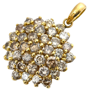 ノンブランド NON BRAND パヴェダイヤ イエローゴールド K18YG ダイヤモンド ペンダントトップ フラワー ネックレストップ